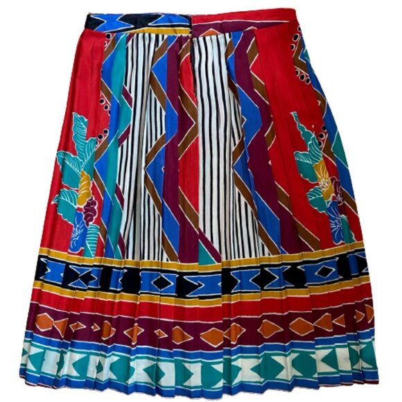 Vintage pleated midi skirt in amazing colour print and fabric - Picture 12 of 16